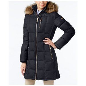 Michael Kors Faux Fur Trim Hooded Down Puffer Coat